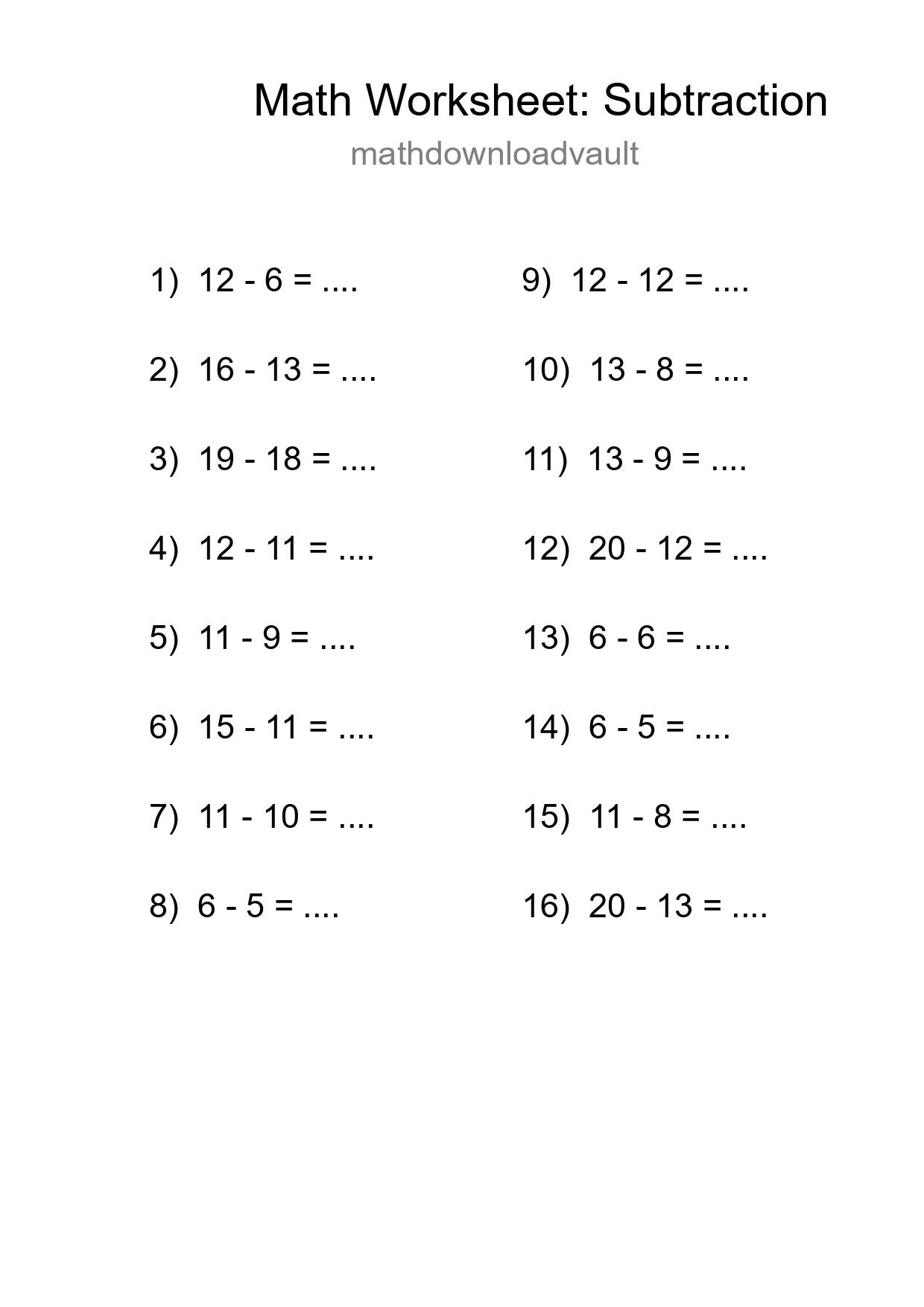 Free 16 Subtraction Math Worksheet For Grade 2 With Answers - Part 63