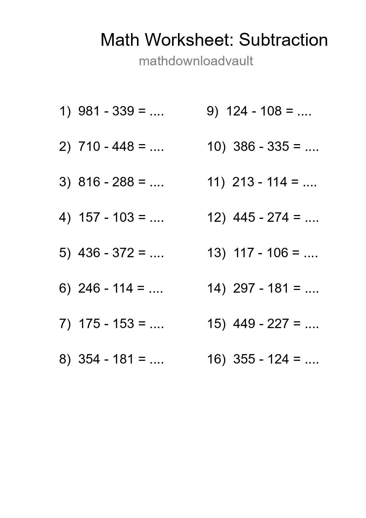 Free 16 Subtraction Math Worksheet For Grade 5 With Answers - Part 239