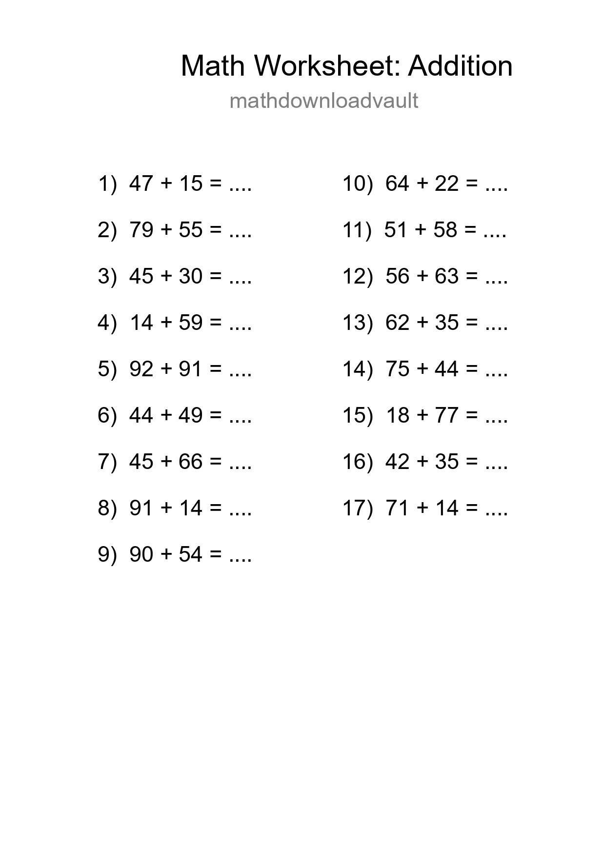 Free 17 Addition Math Worksheet For Grade 3 - Part 34