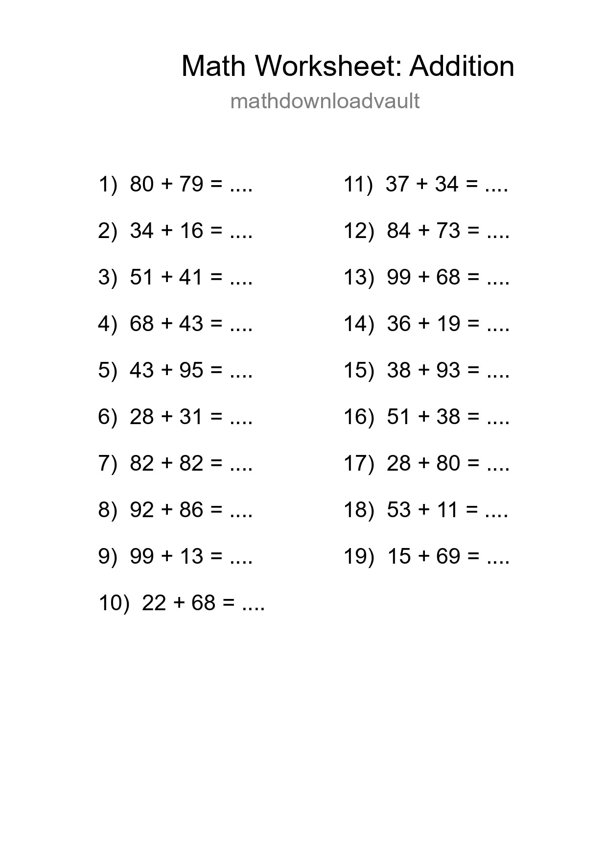 Free 19 Addition Math Worksheet For Grade 3 With Answers - Part 23