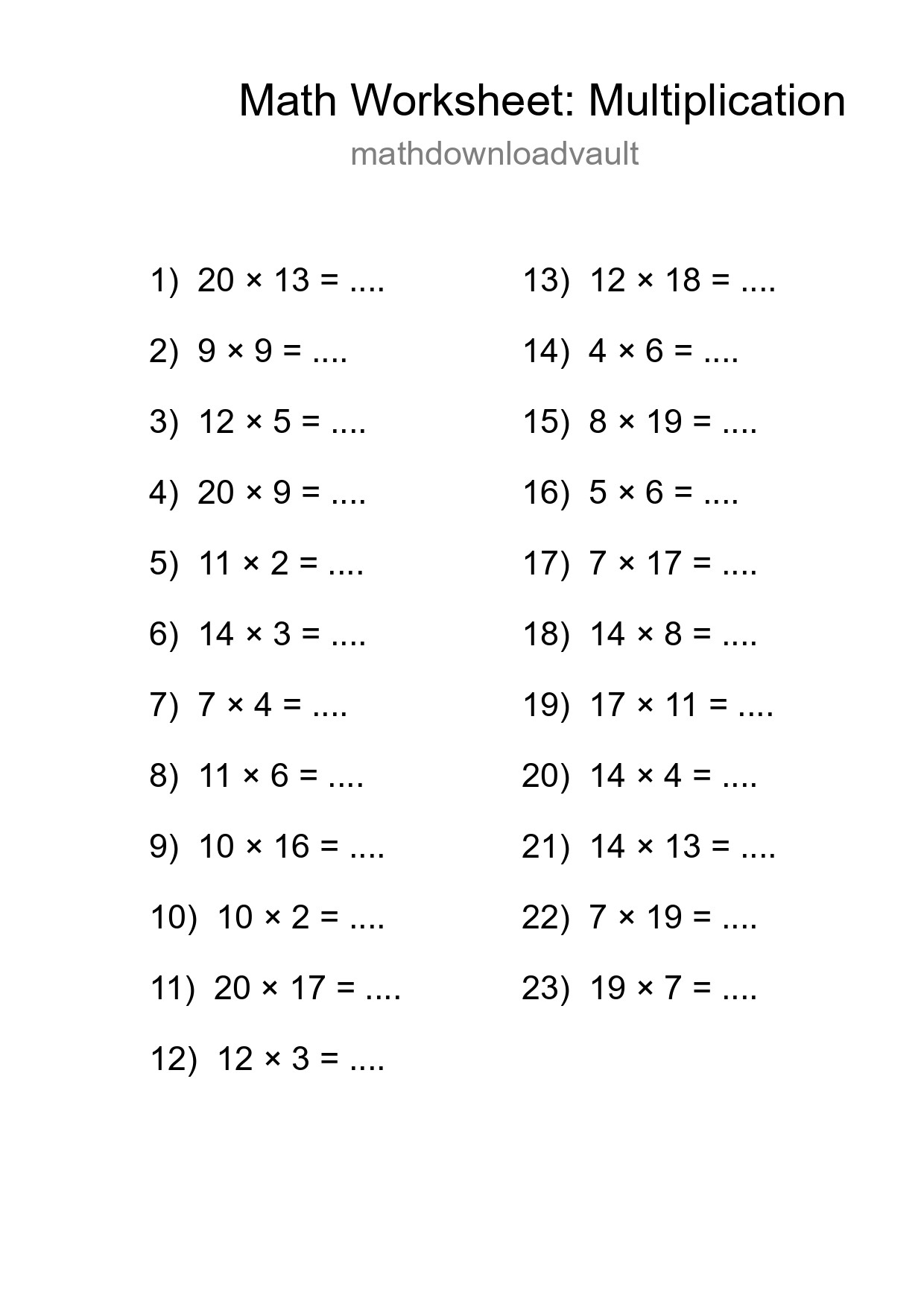 Free 23 Multiplication Math Worksheet For Grade 2 - Part 172