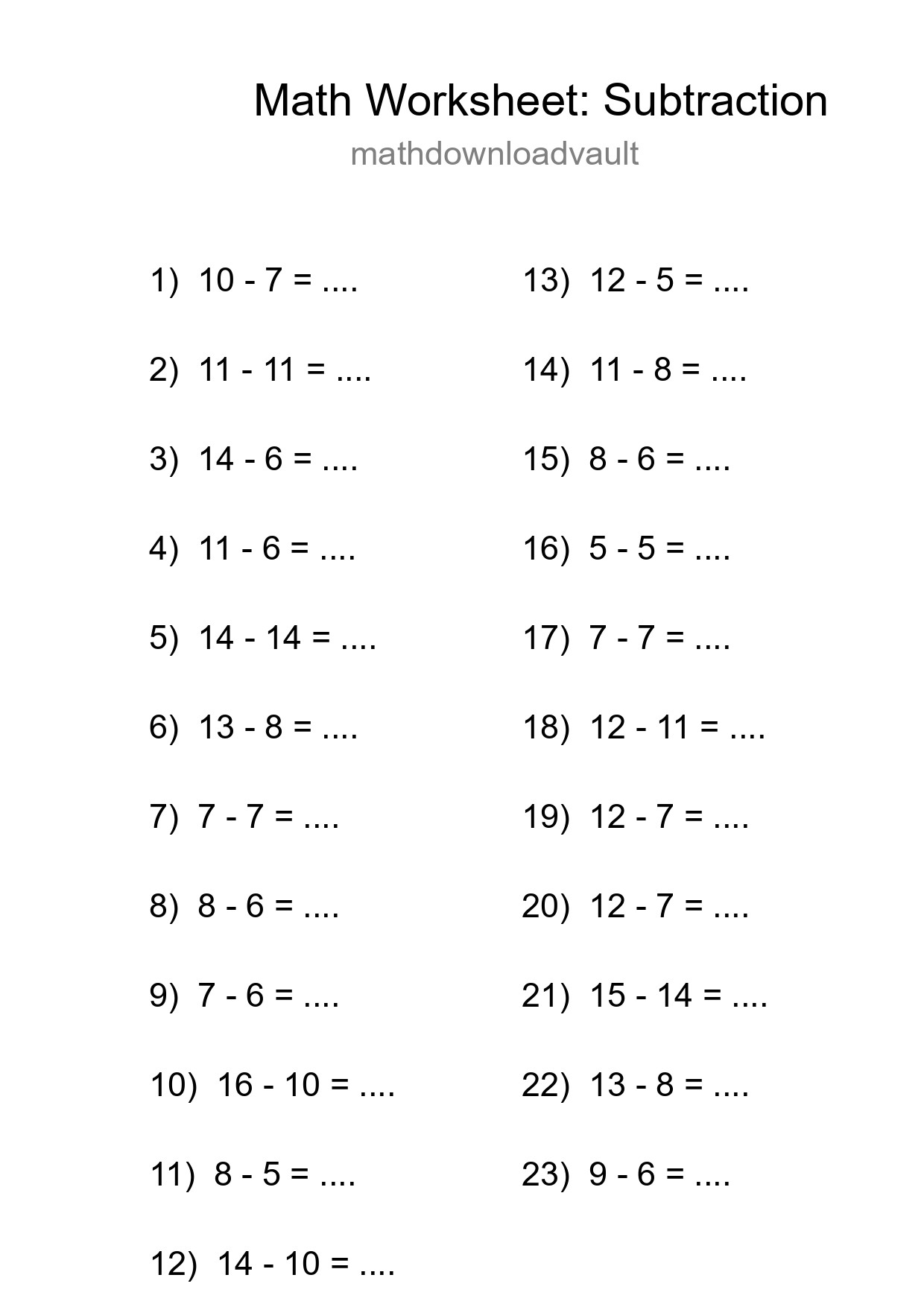 Free 23 Subtraction Math Worksheet For Grade 2 With Answers - Part 162