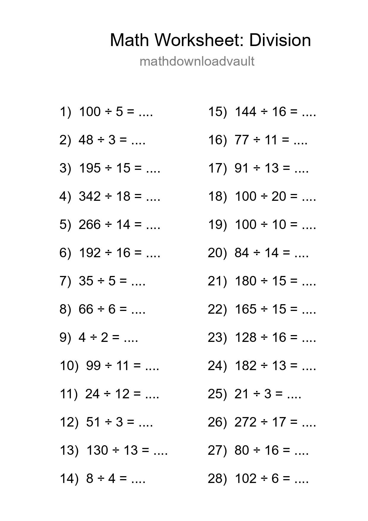 Free 28 Division Math Worksheet For Grade 2 With Answers - Part 70