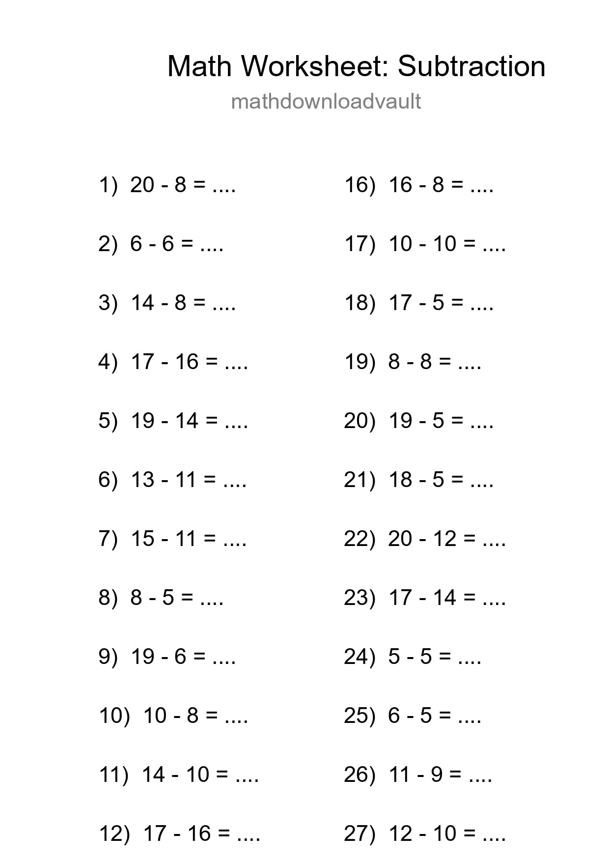 Free 29 Subtraction Math Worksheet For Grade 2 With Answers - Part 206