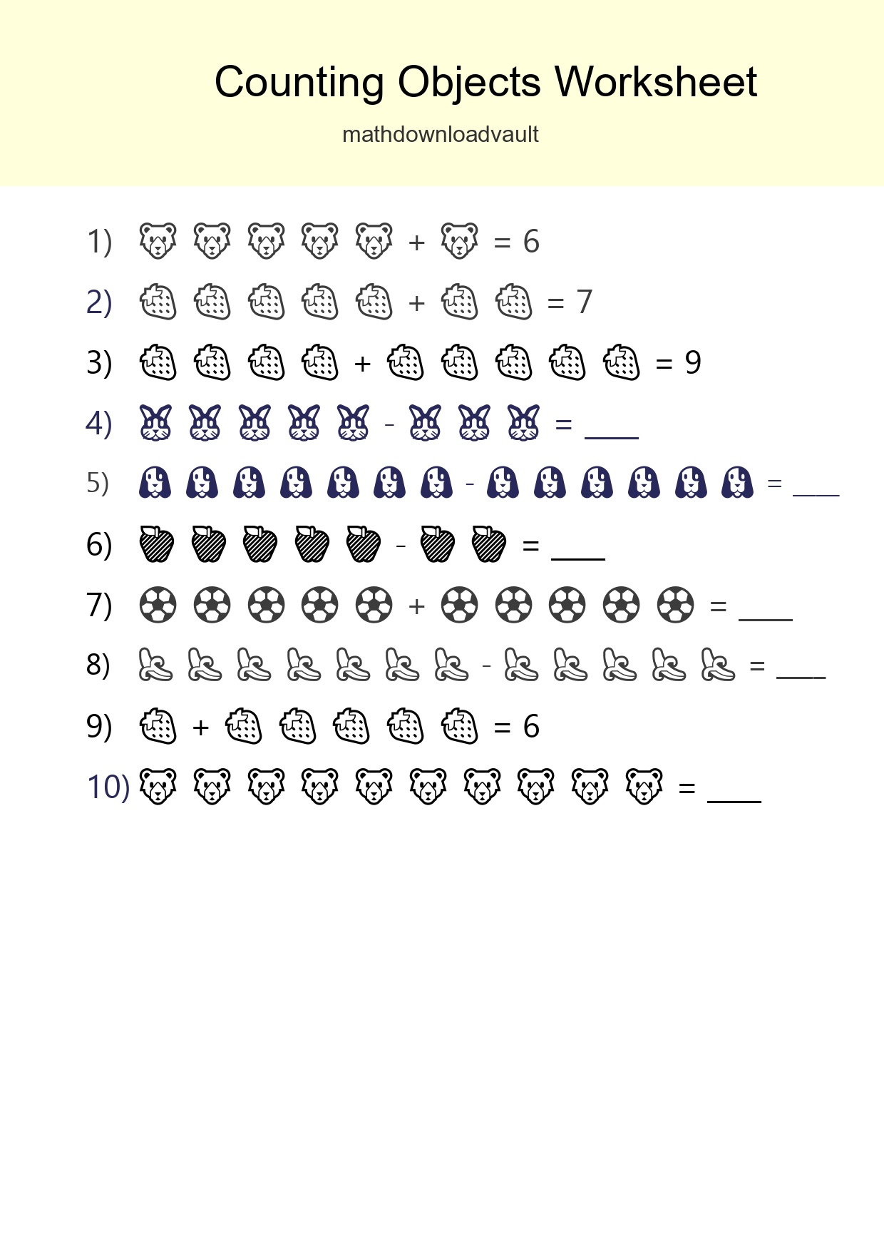 Free Counting Objects Worksheet For Kindergarten - Part 245