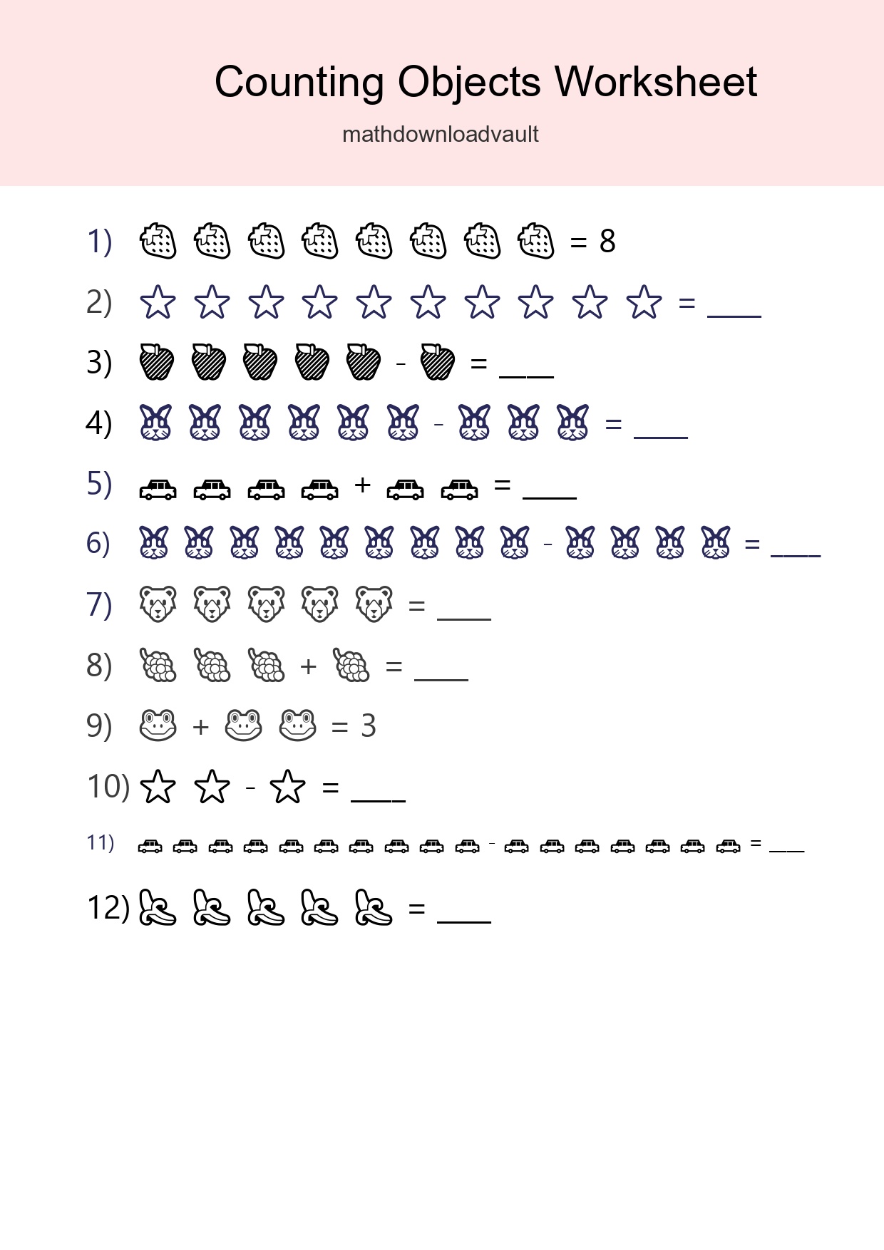 Free Counting Objects Worksheet For Kindergarten Printable - Part 267