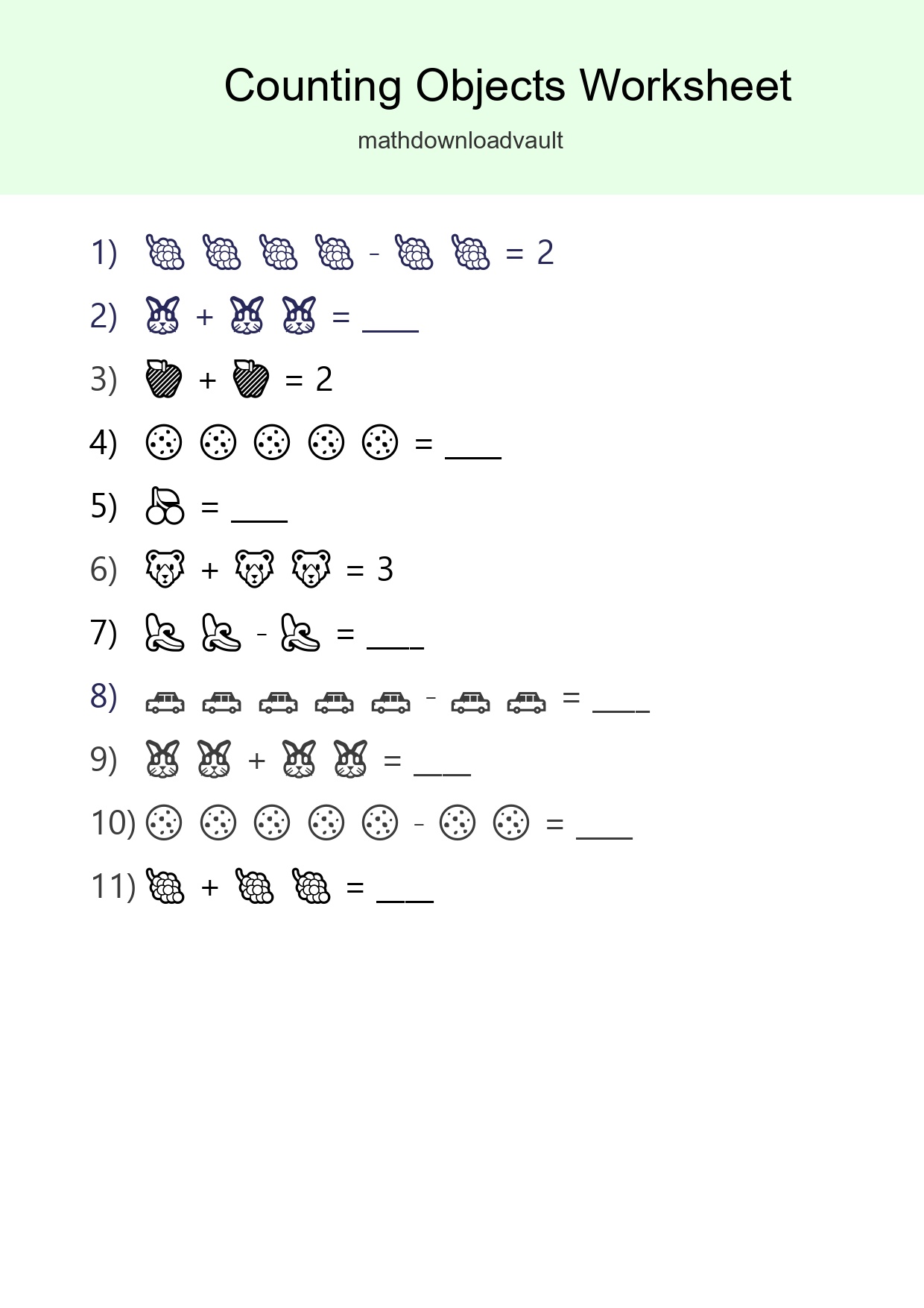 Free Counting Objects Worksheet For Pre-K - Part 102