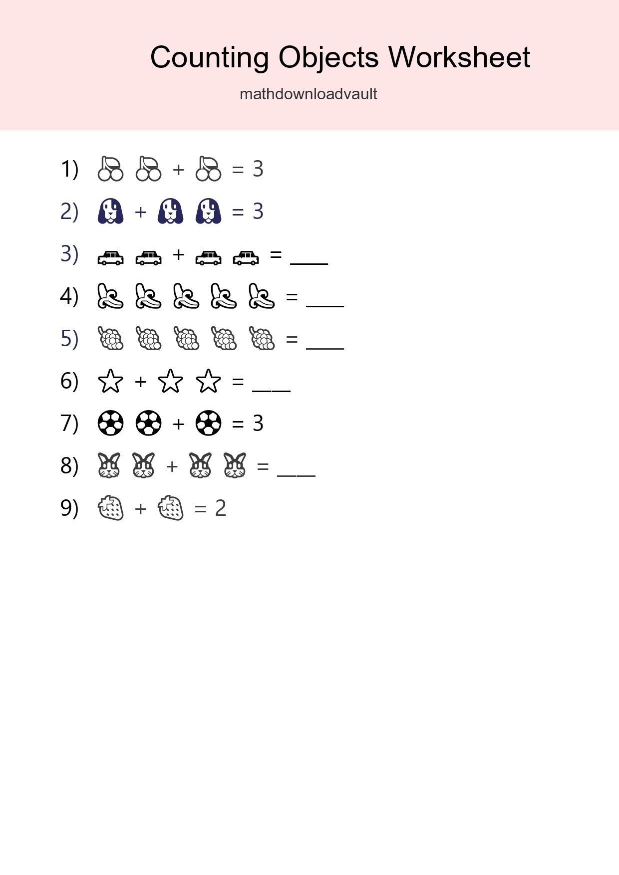 Free Counting Objects Worksheet For Pre-K - Part 190