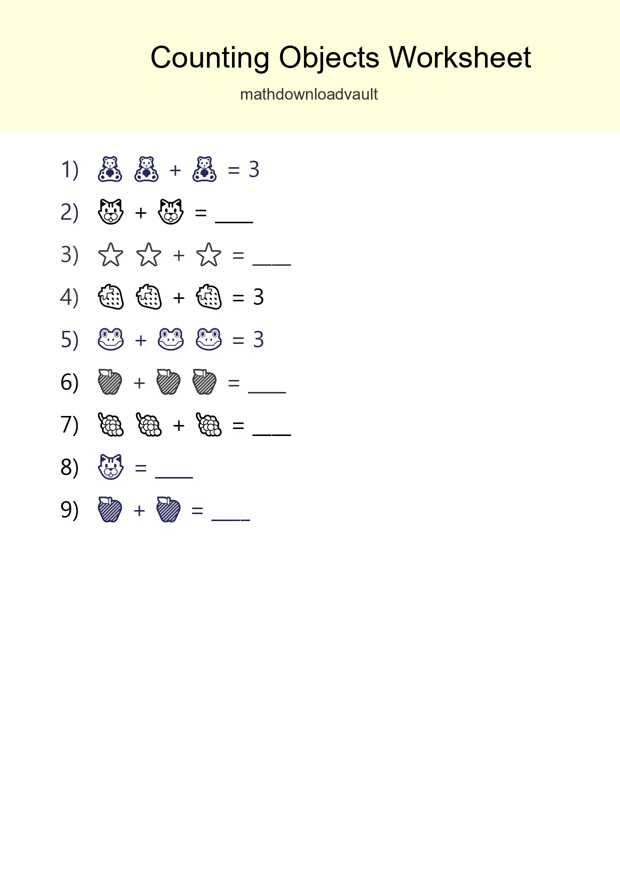 Free Counting Objects Worksheet For Pre-K Printable - Part 146