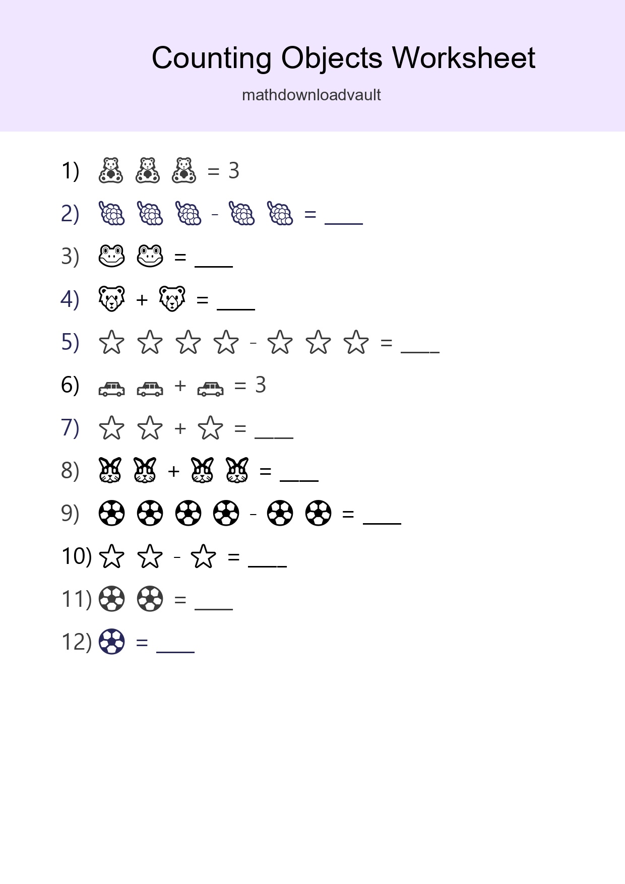 Free Counting Objects Worksheet For Pre-K Printable - Part 168