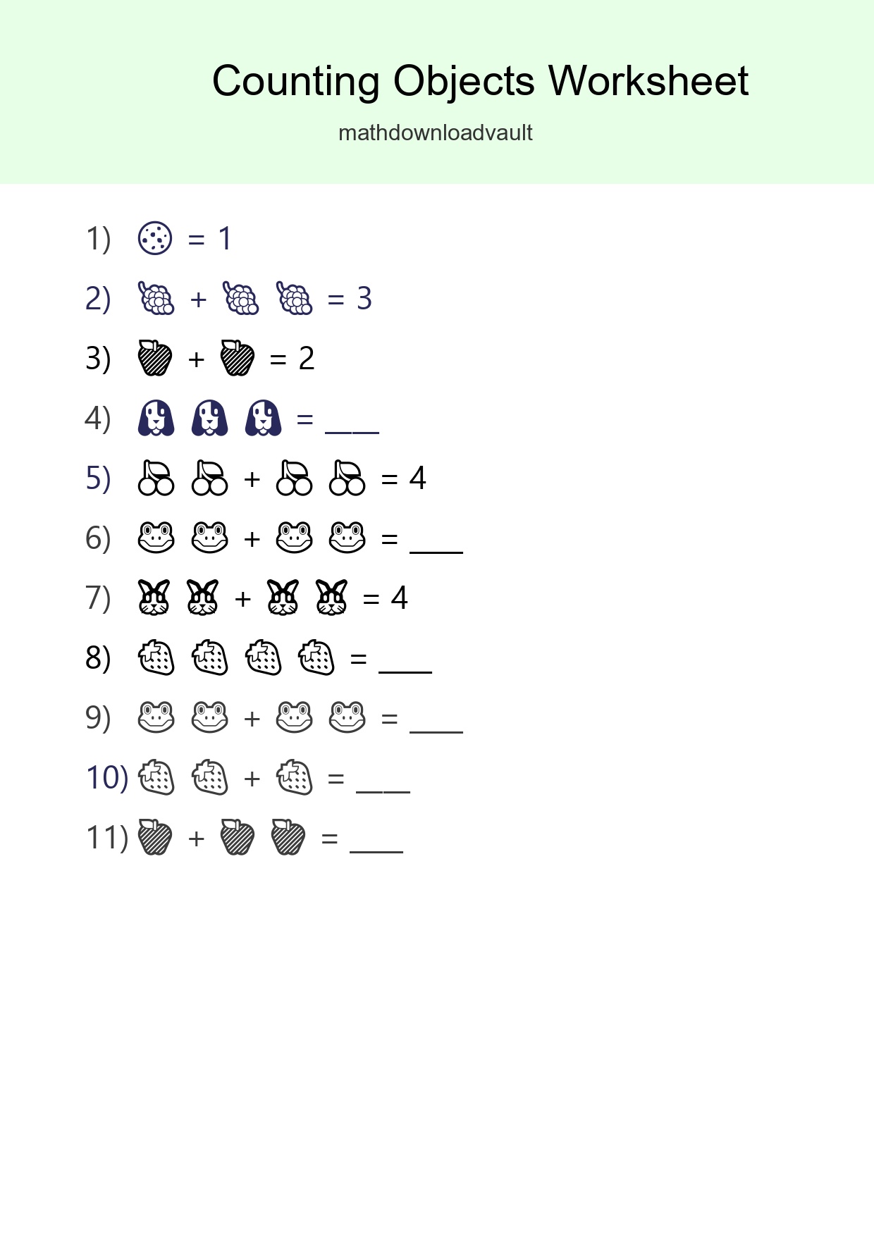 Free Counting Objects Worksheet For Pre-K Printable - Part 25