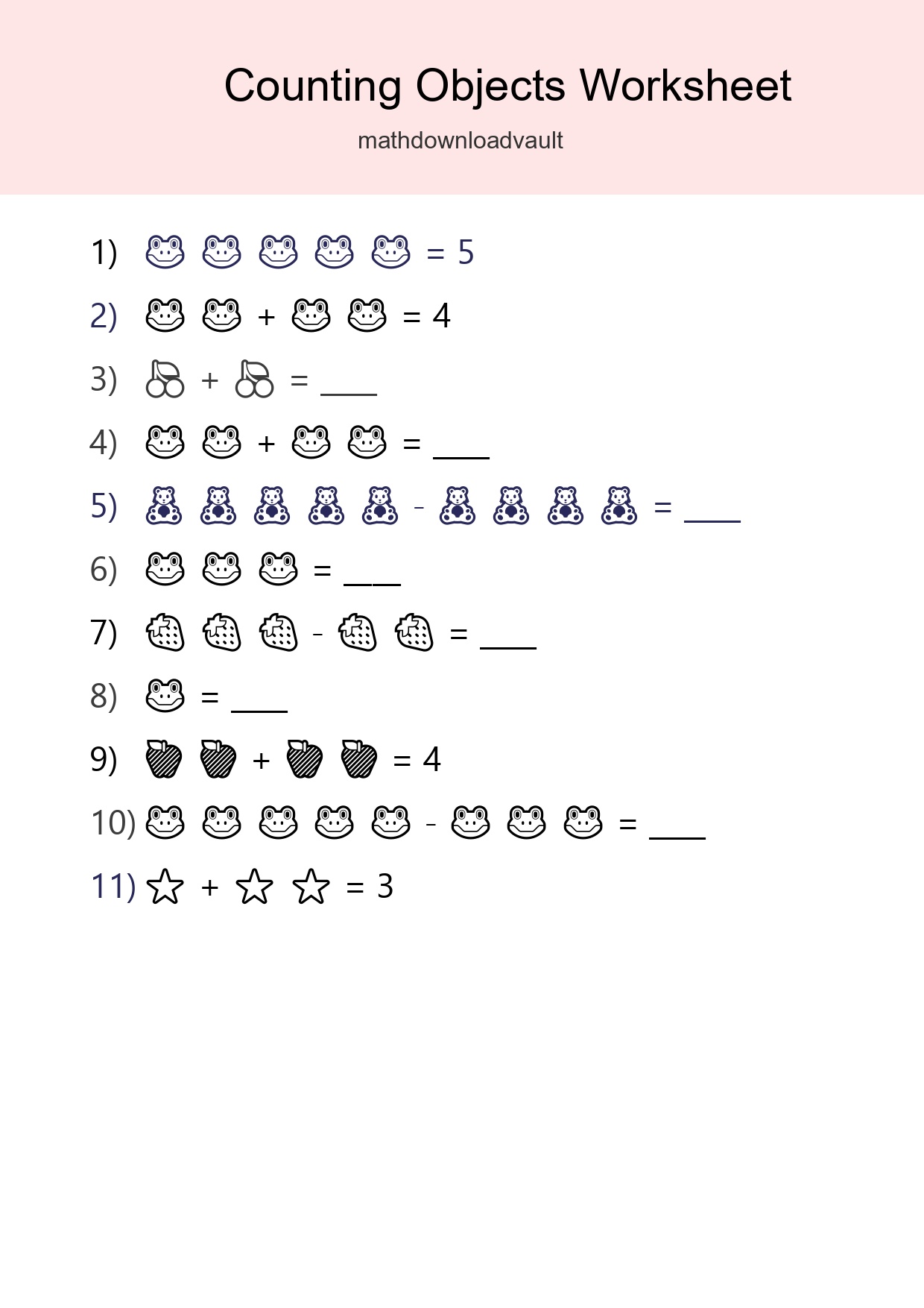 Free Counting Objects Worksheet For Pre-K Printable - Part 47