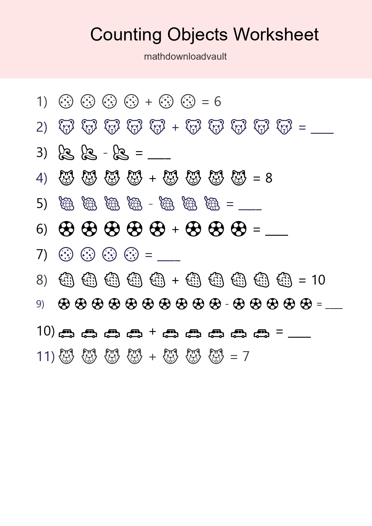 Kindergarten Count The Objects Worksheet - Part 234
