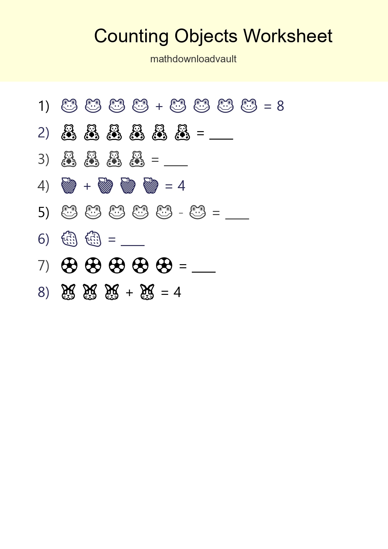 Kindergarten Count The Objects Worksheet - Part 278