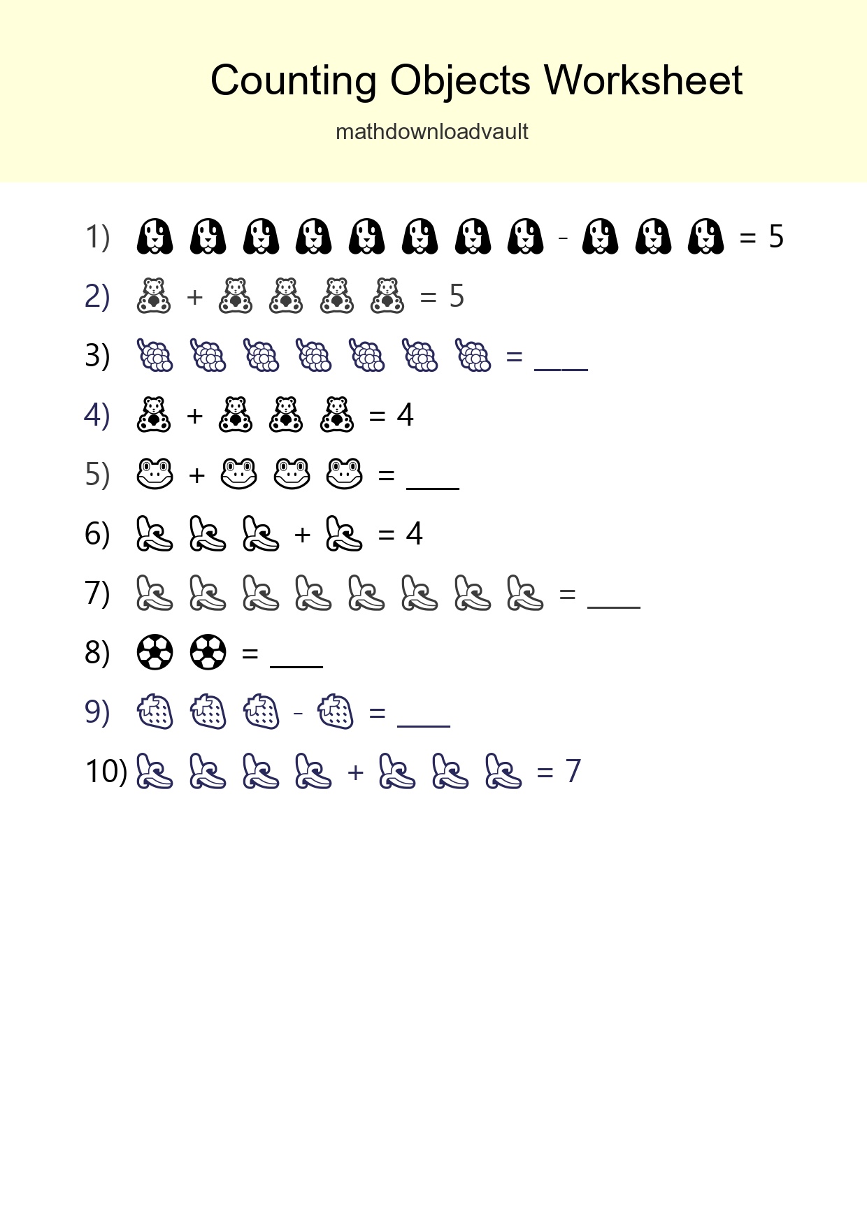 Kindergarten Count The Objects Worksheet - Part 289