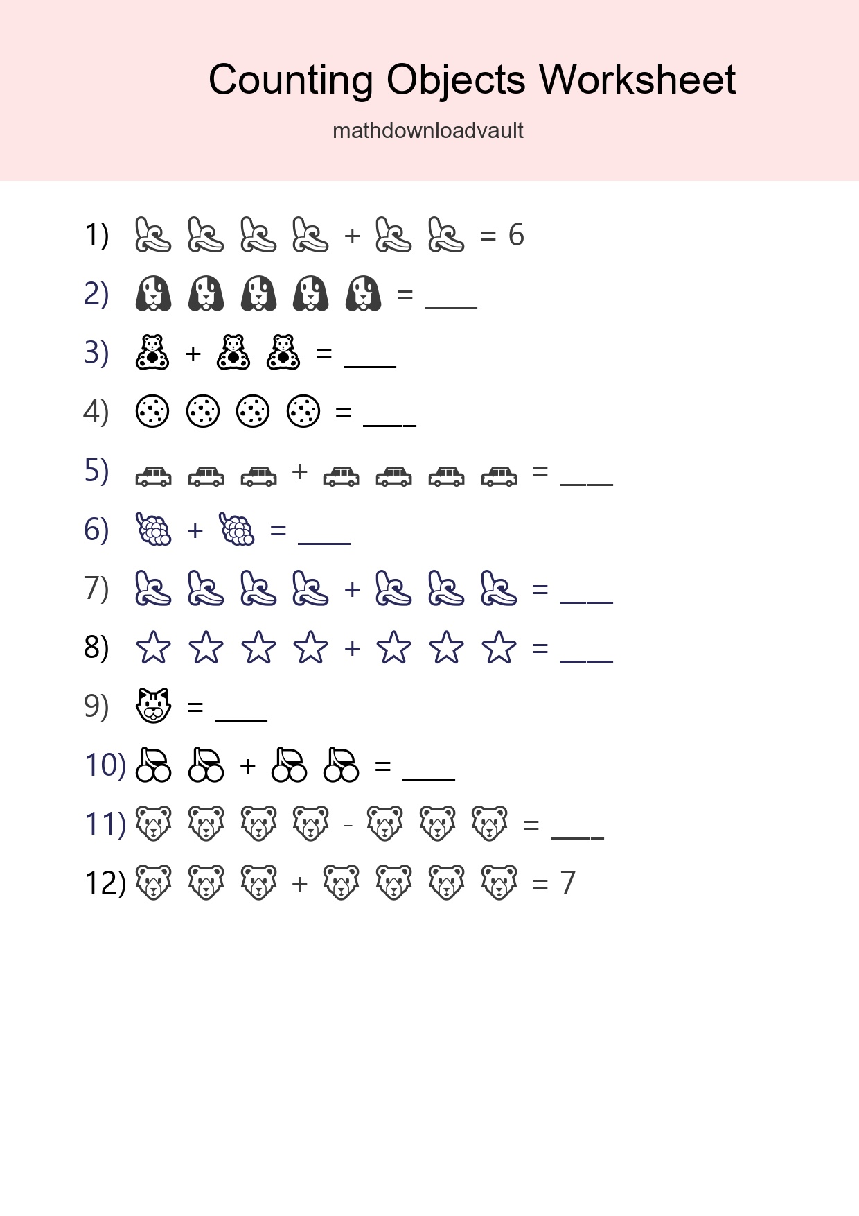 Learn Counting With Pictures Worksheet (Kindergarten) - Part 113