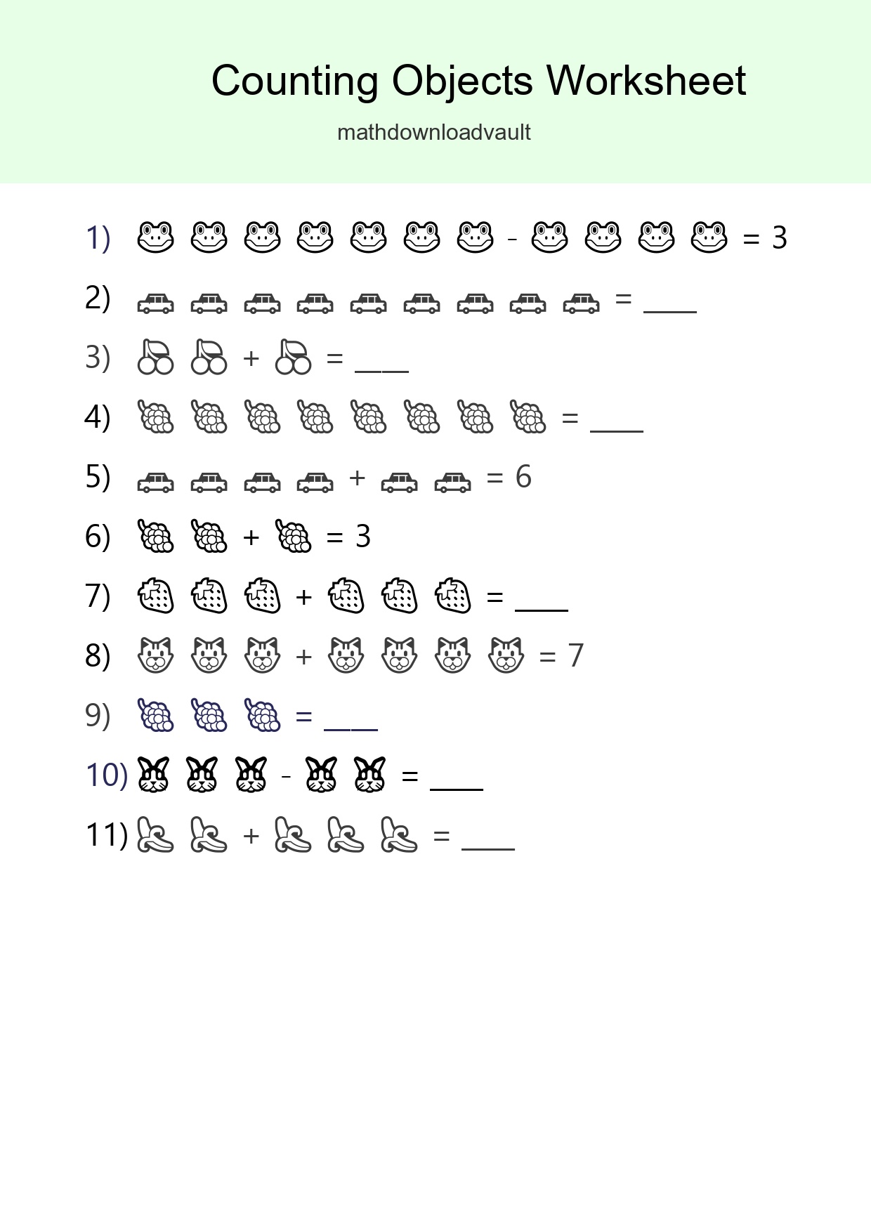 Learn Counting With Pictures Worksheet (Kindergarten) - Part 124