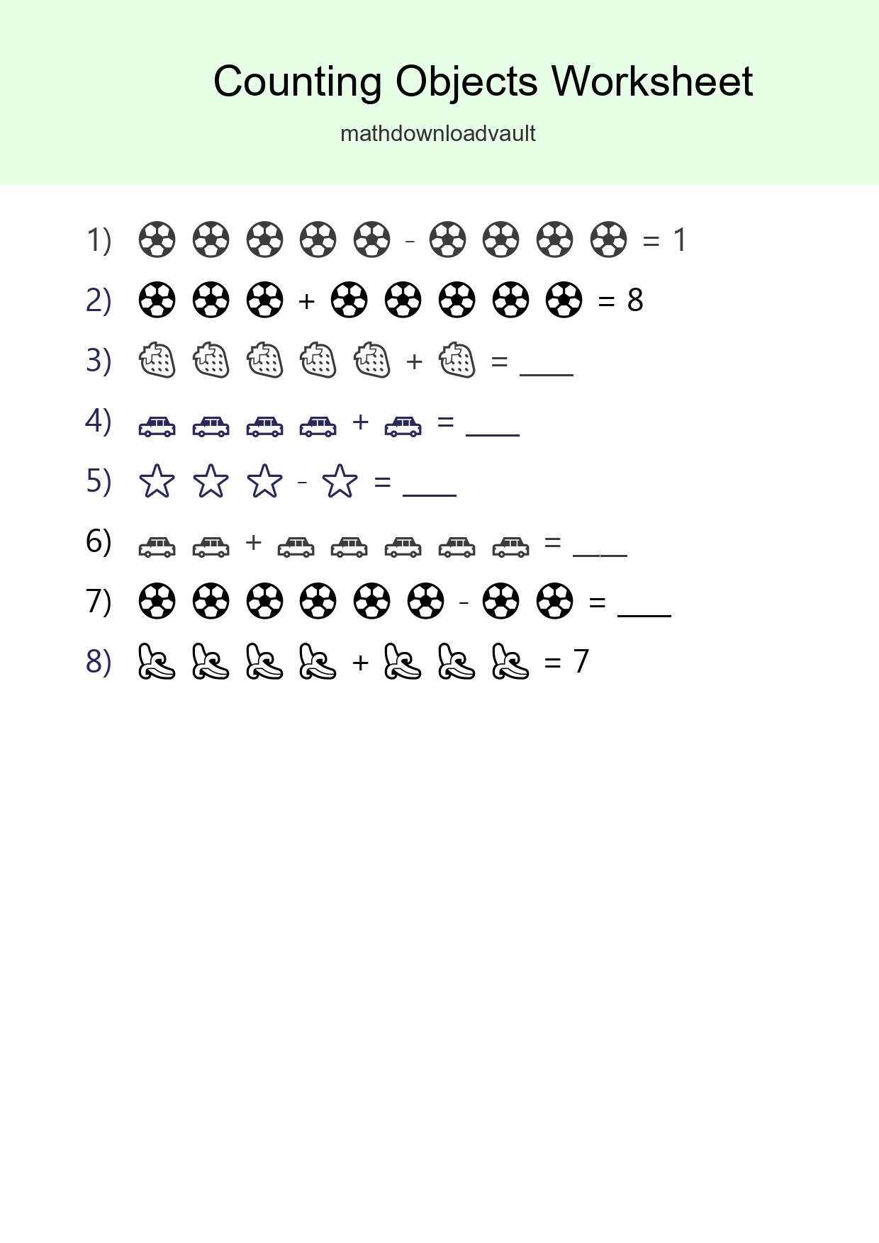 Learn Counting With Pictures Worksheet (Kindergarten) - Part 14