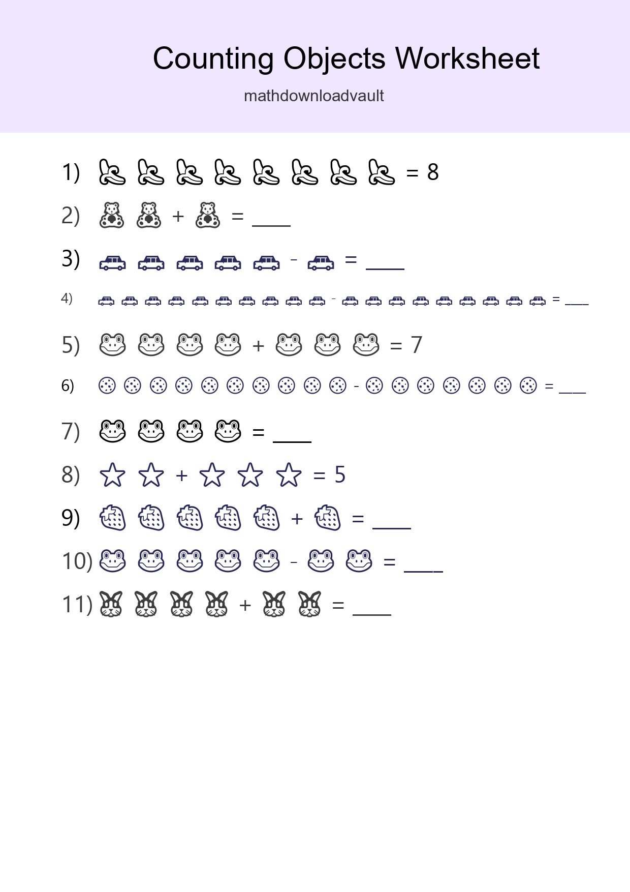 Learn Counting With Pictures Worksheet (Kindergarten) - Part 179