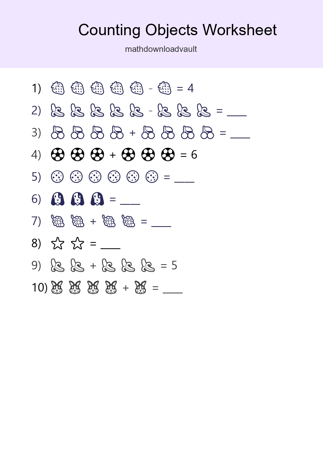 Learn Counting With Pictures Worksheet (Kindergarten) - Part 201