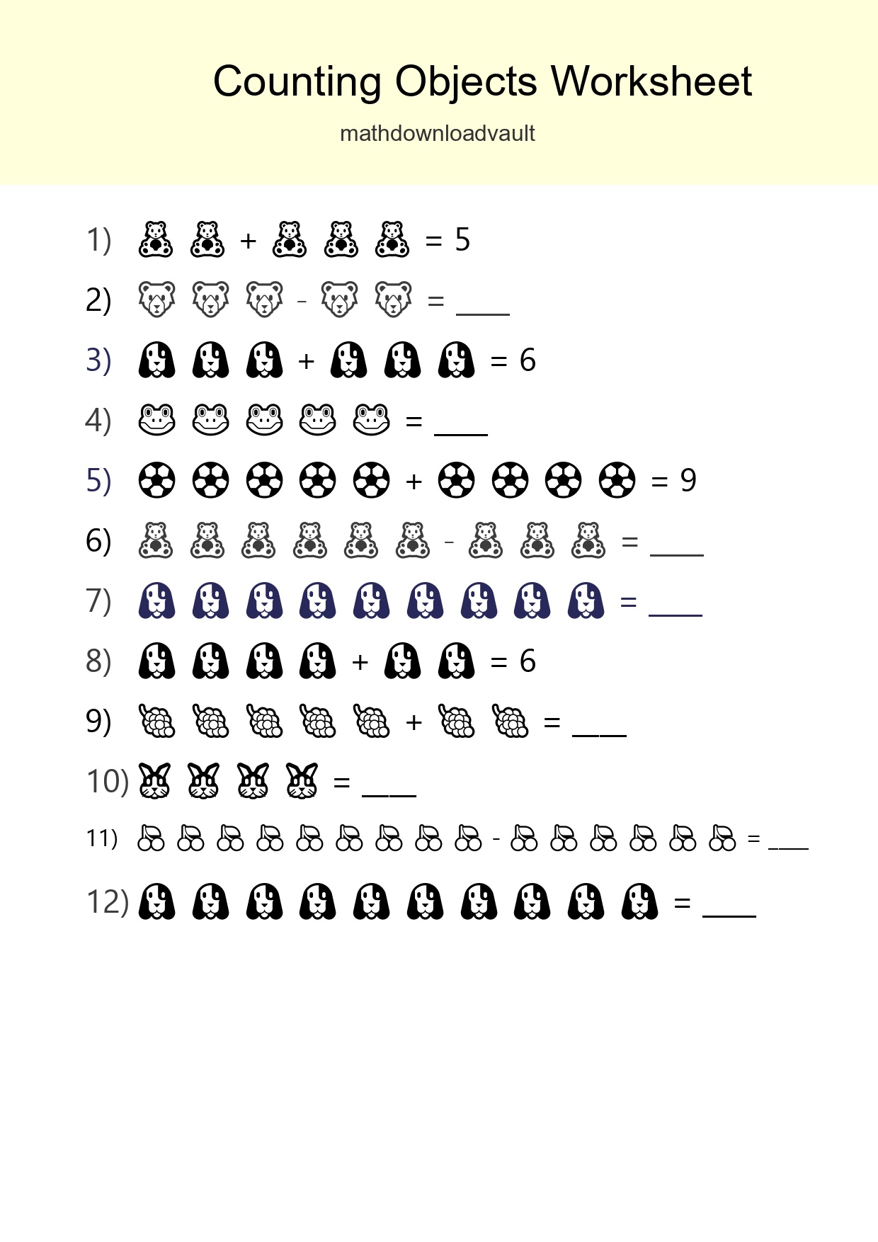 Learn Counting With Pictures Worksheet (Kindergarten) - Part 3