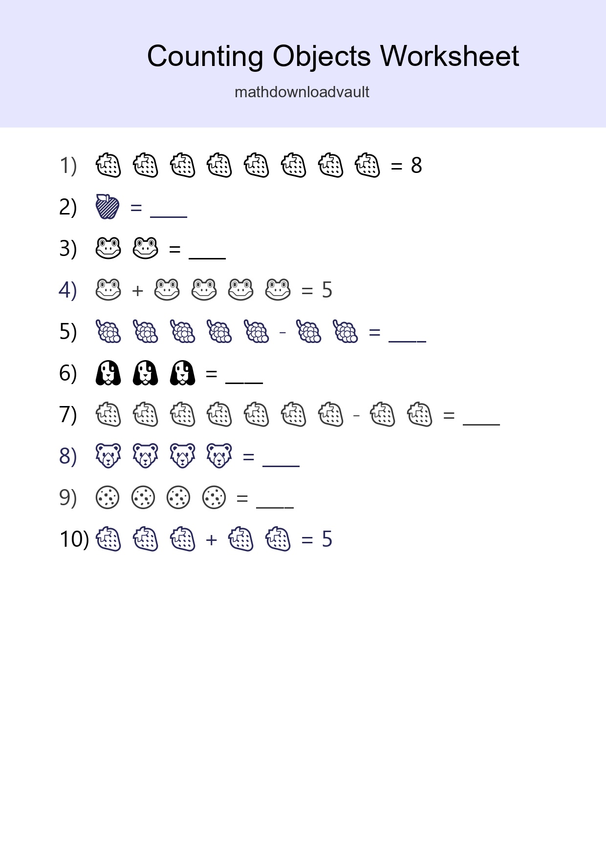 Learn Counting With Pictures Worksheet (Kindergarten) - Part 36