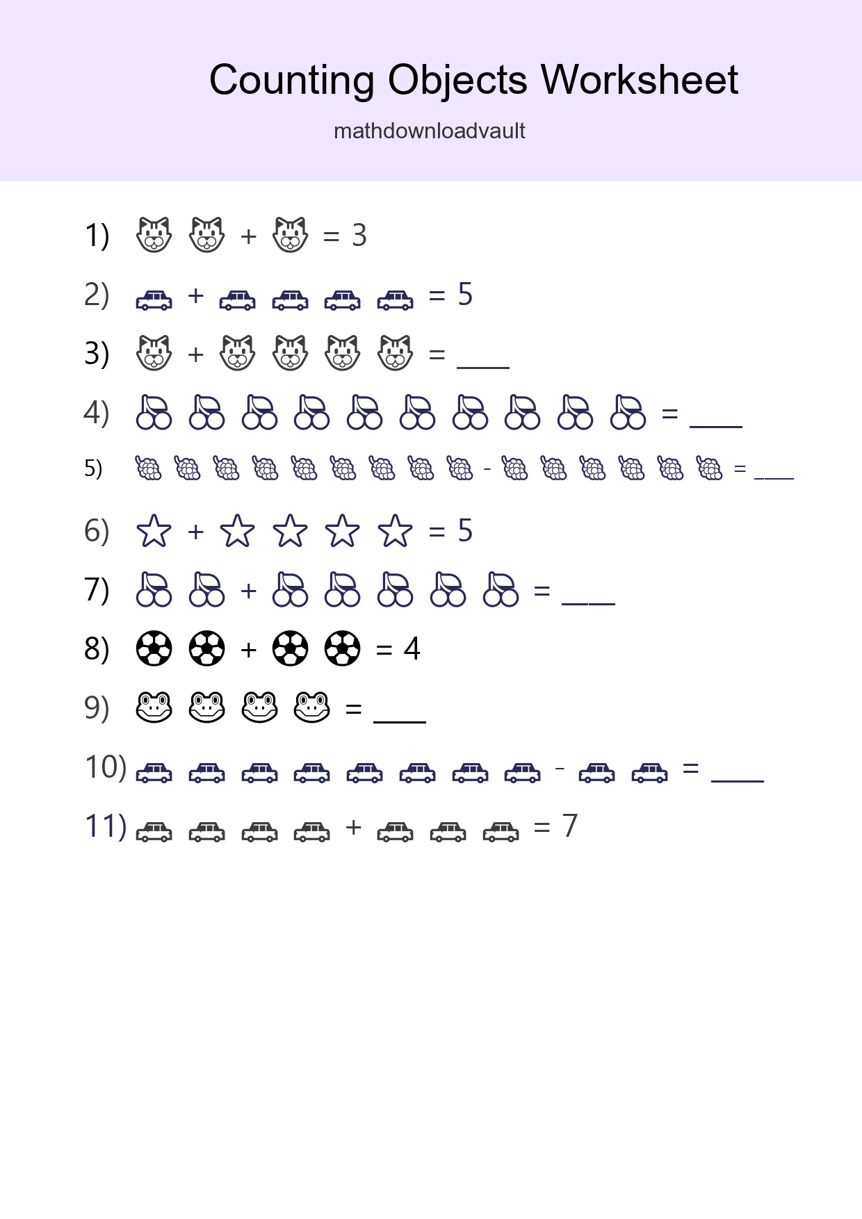 Learn Counting With Pictures Worksheet (Kindergarten) - Part 69